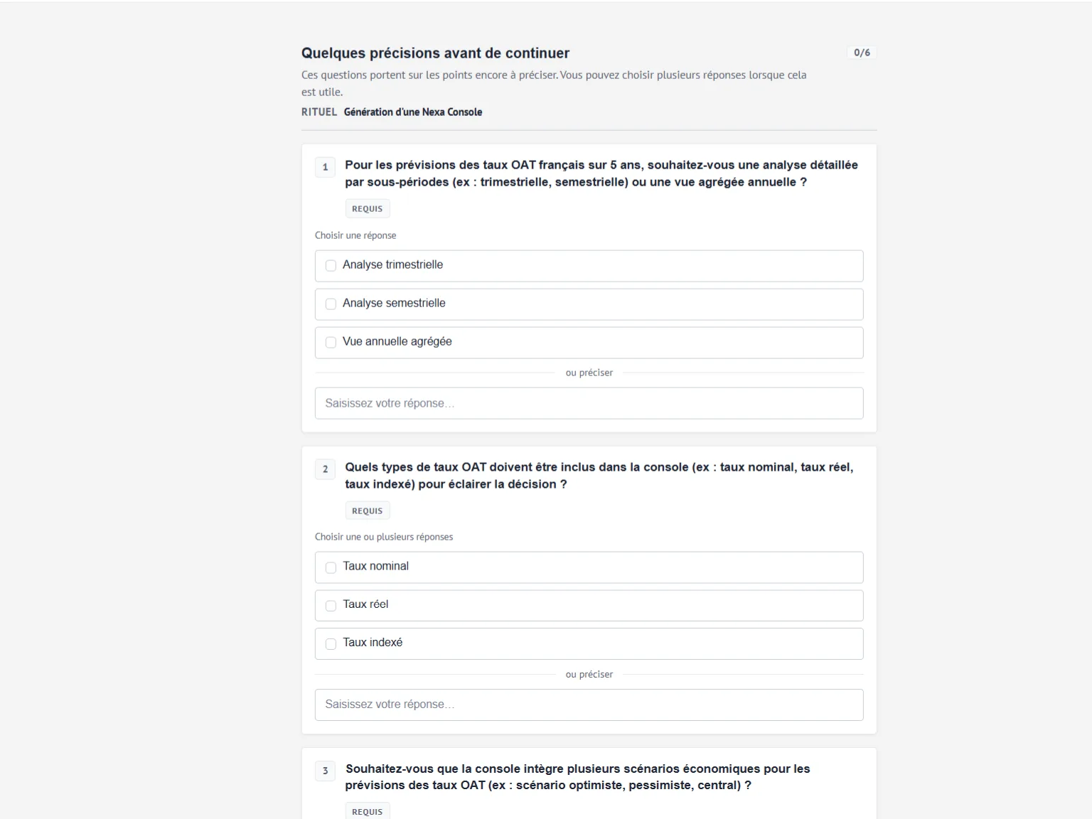 NEXA pose ses questions avant de produire.